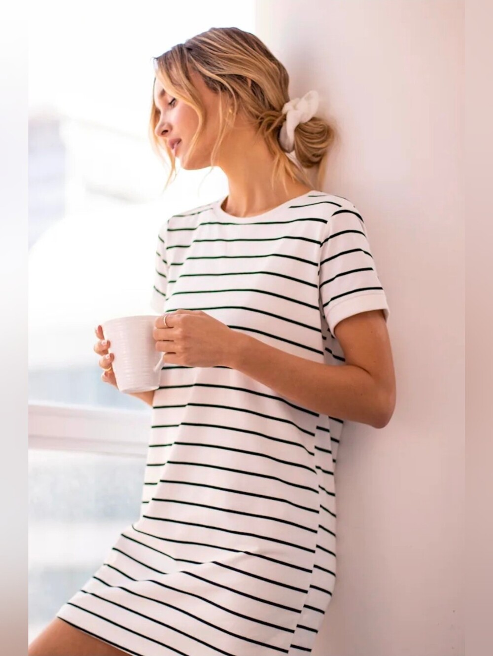 Lulus Cafe Society Striped Shirt Dress S